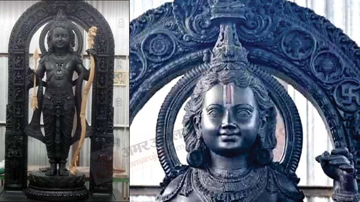 अयोध्या : सामने आई रामलला के अचल विग्रह की पूर्ण तस्वीर, सौम्य मुद्रा में दिख रहे प्रभु श्रीराम